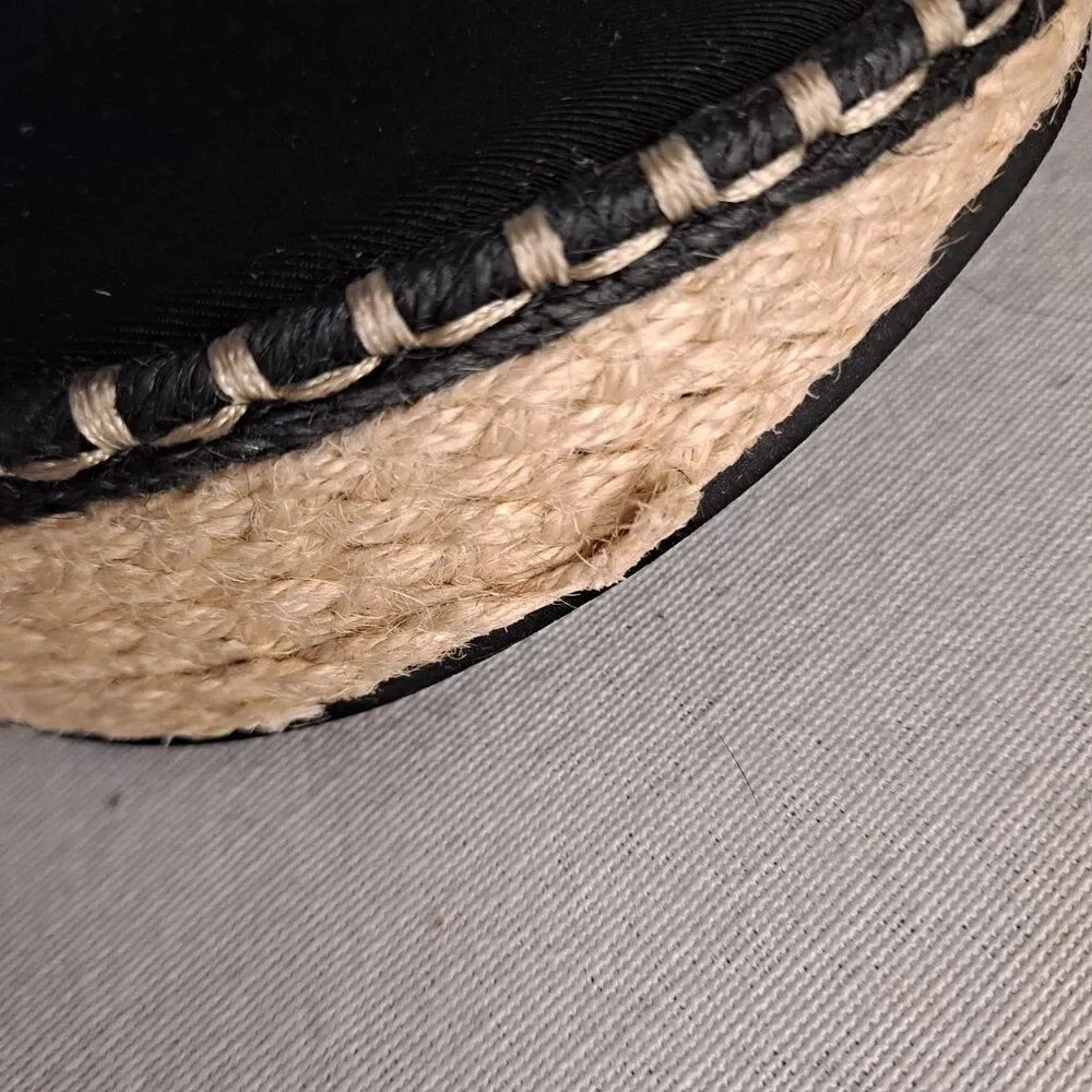 OTBT Reflector Women's Espadrilles Sandals Black Leather Textile Size 9M